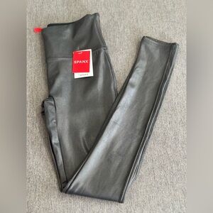 NWT SPANX Sleek Black Leatherette Leggings